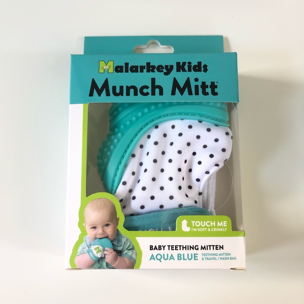 Malarkey Kids Munch Mitt Teether Aqua Polka Dots